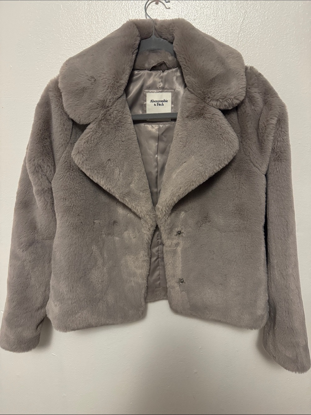 Abercrombie & Fitch Taupe Faux Fur Teddy Jacket